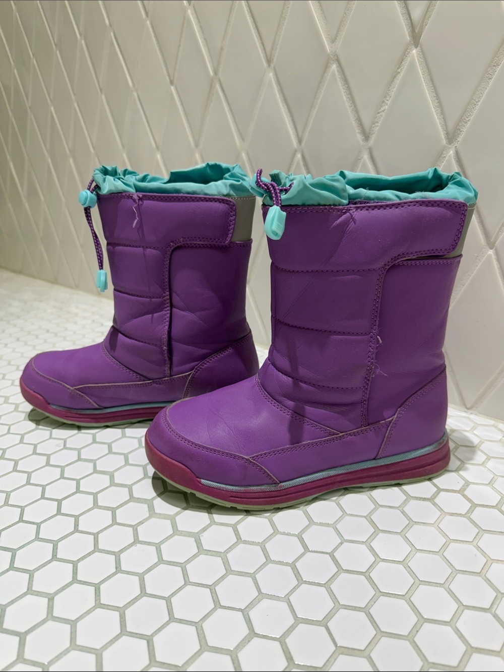 Lands' End Purple Kids Winter Boots with Teal Trim